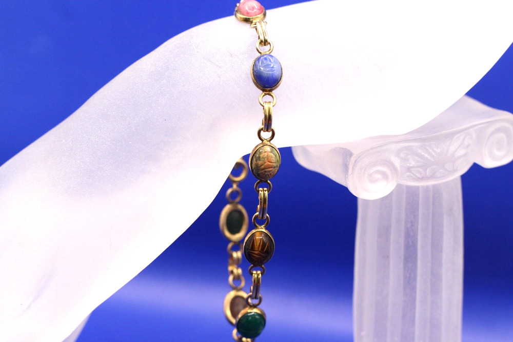 Sterling Silver Gold Overlay South Western Multi Stone Bracelet
